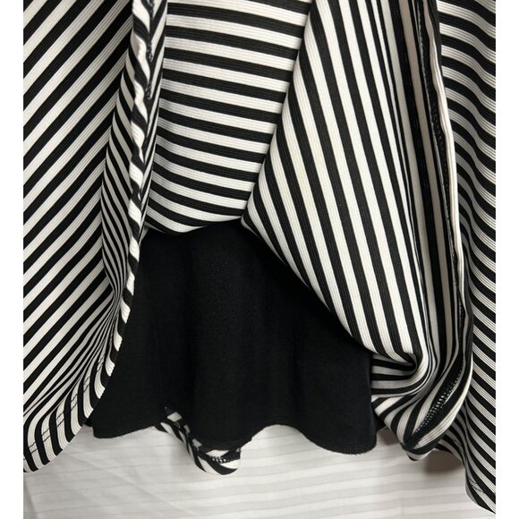 Ava & Yelly Black White Striped Cold-Shoulder Dress Lace Neckline Fit & Flare Si - Picture 9 of 16
